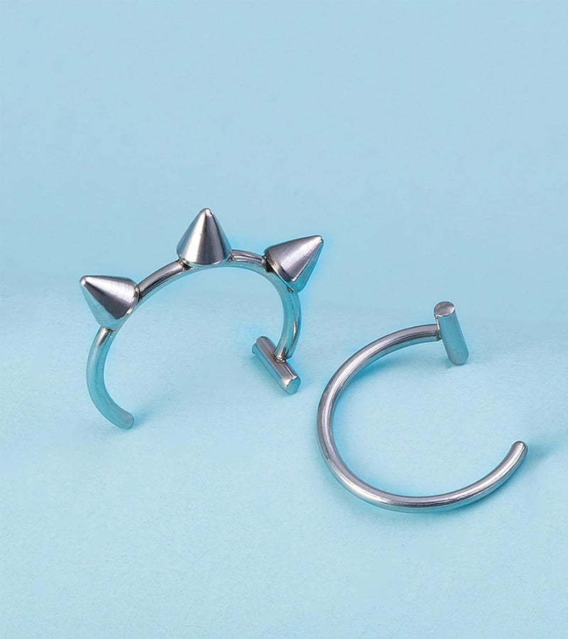 QWALIT Fake Nose Ring Fake Lip Piercing Fake Lip Ring Fake Nose Ring Hoop Fake Snake Bites Fake Lip Piercings Faux Lip Rings Fake Nose Piercing Clip on Nose Ring Spring - Image 5